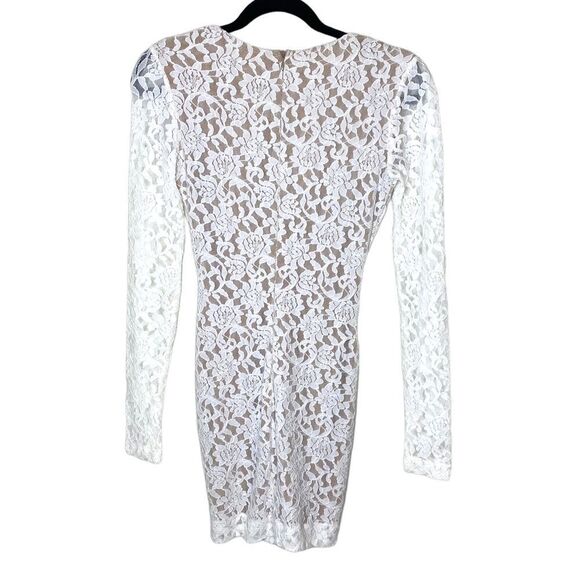 COSMOPOLITAN Dress The Population Adian White Lace Twist Bodycon Dress - Picture 8 of 14